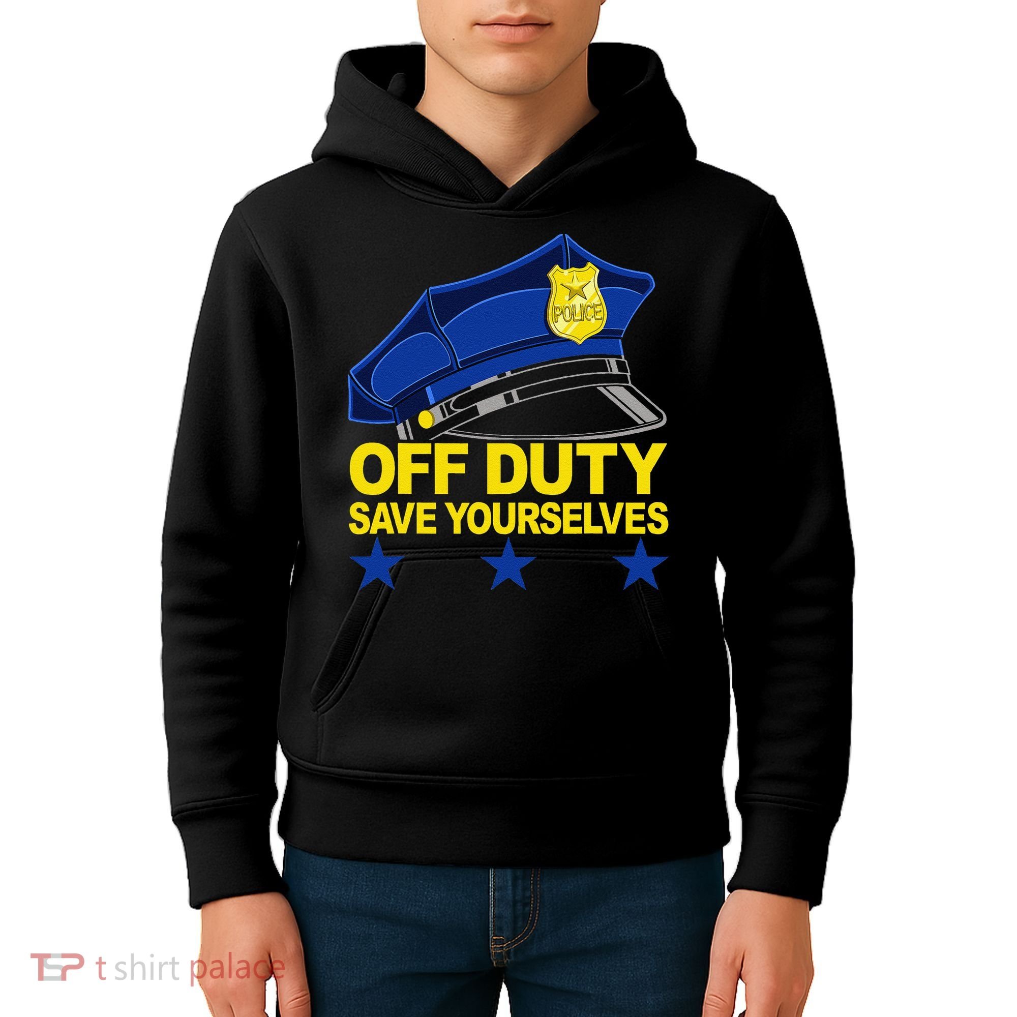 Offduty Save Yourselves Funny Police Officer Cop Kids Hoodie