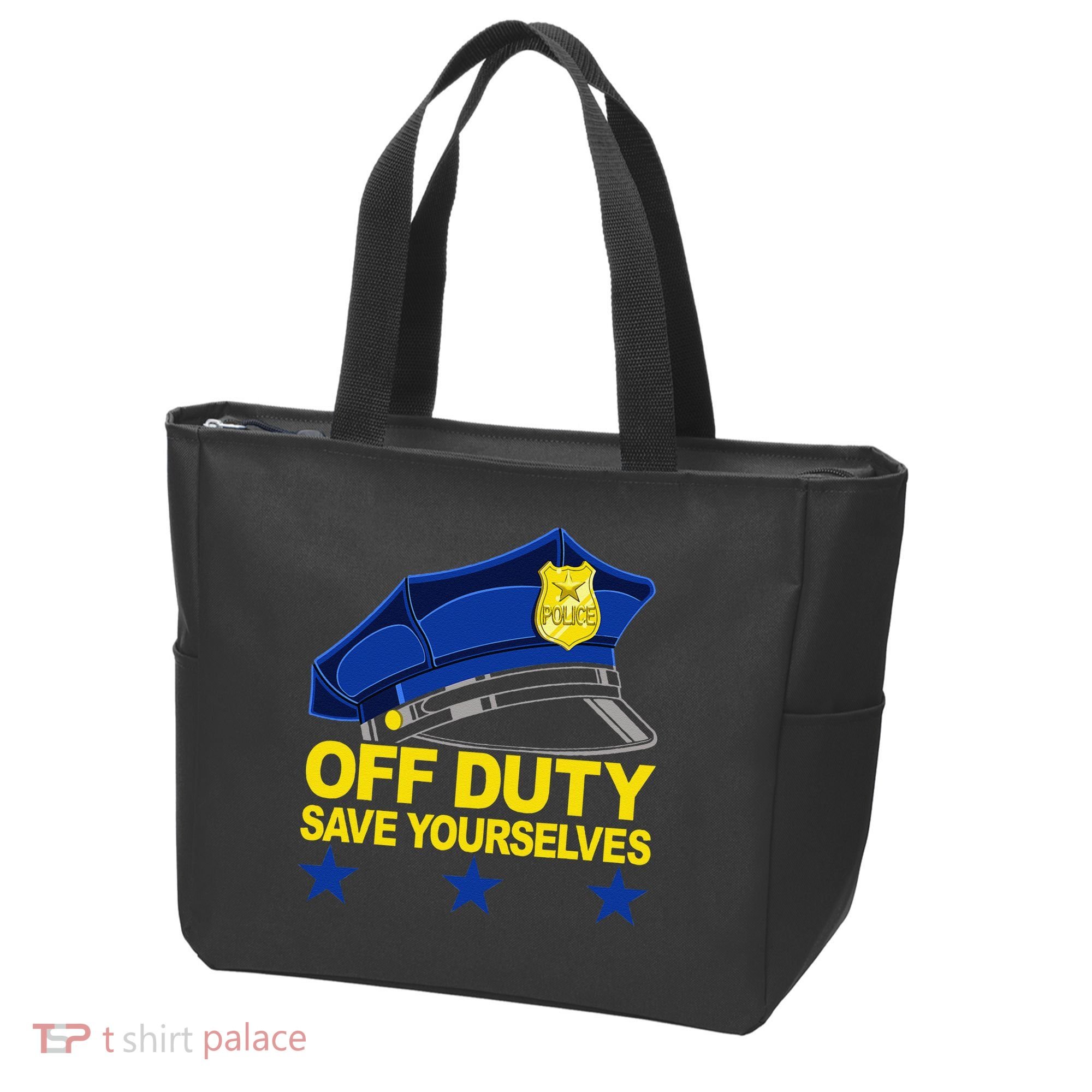 Offduty Save Yourselves Funny Police Officer Cop Tote Bag