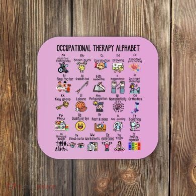 Occupational Therapy Alphabet OT Therapist Teacher Assistant Coaster