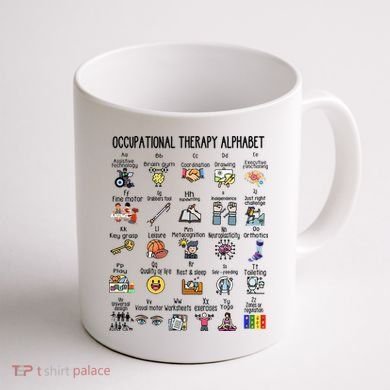 Occupational Therapy Alphabet OT Therapist Teacher Assistant Coffee Mug back