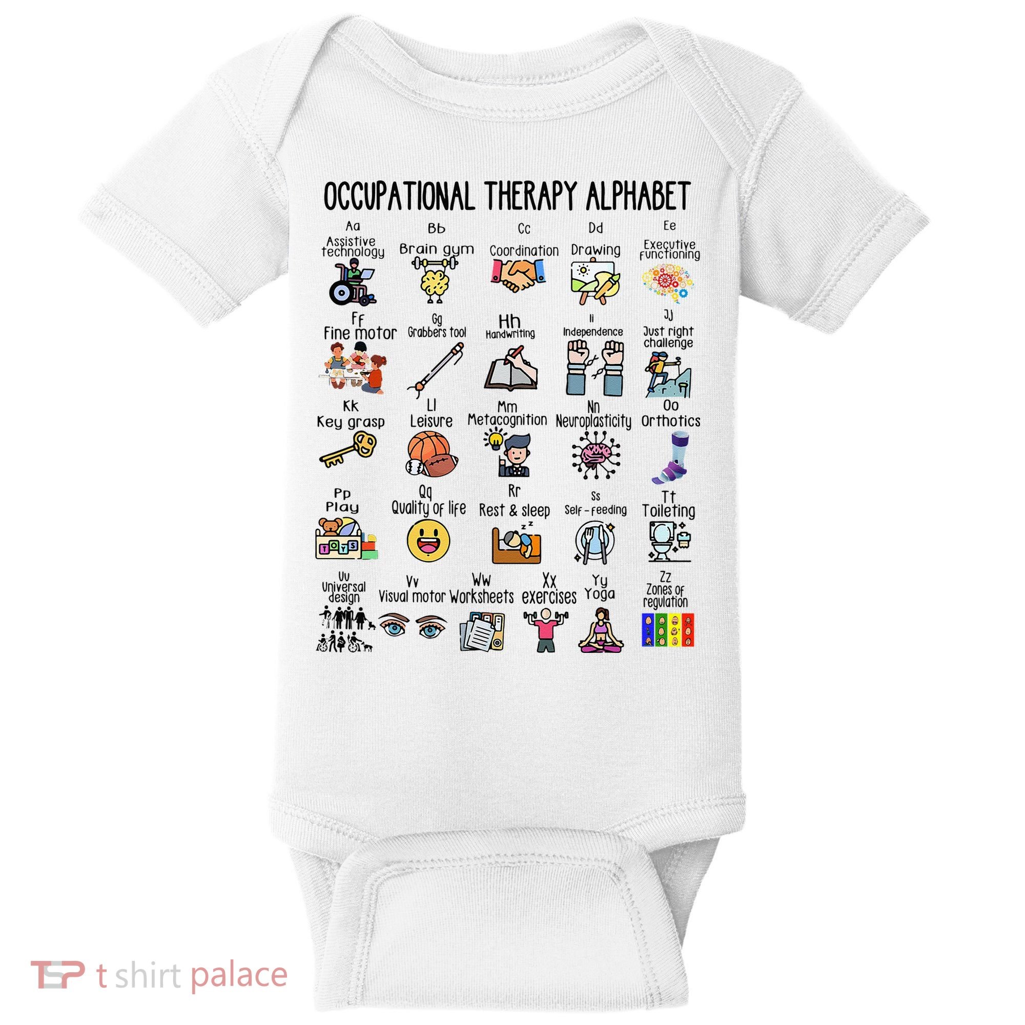 Occupational Therapy Alphabet OT Therapist Teacher Assistant Baby Bodysuit