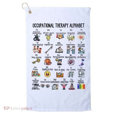 Occupational Therapy Alphabet OT Therapist Teacher Assistant Golf Towel