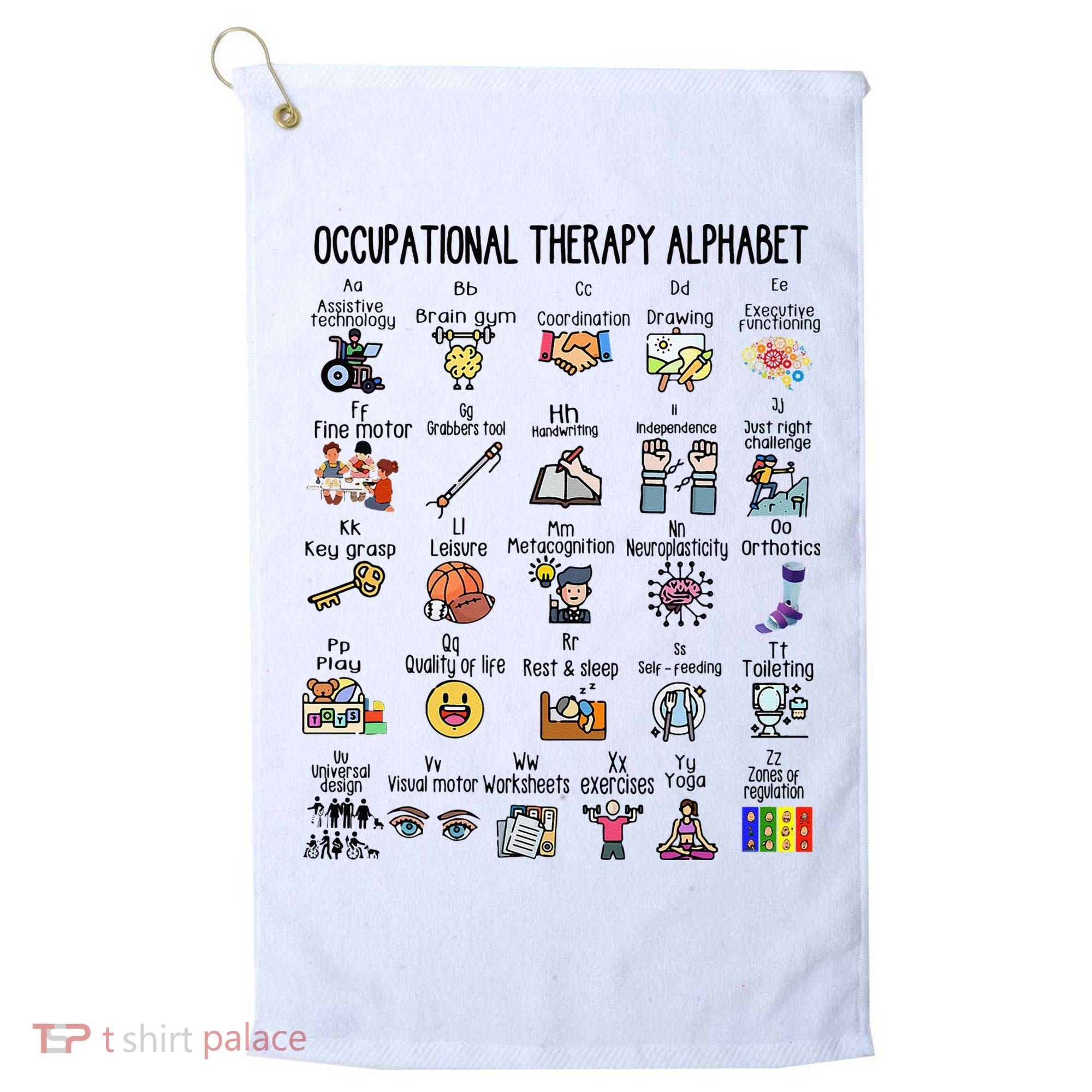 Occupational Therapy Alphabet OT Therapist Teacher Assistant Golf Towel