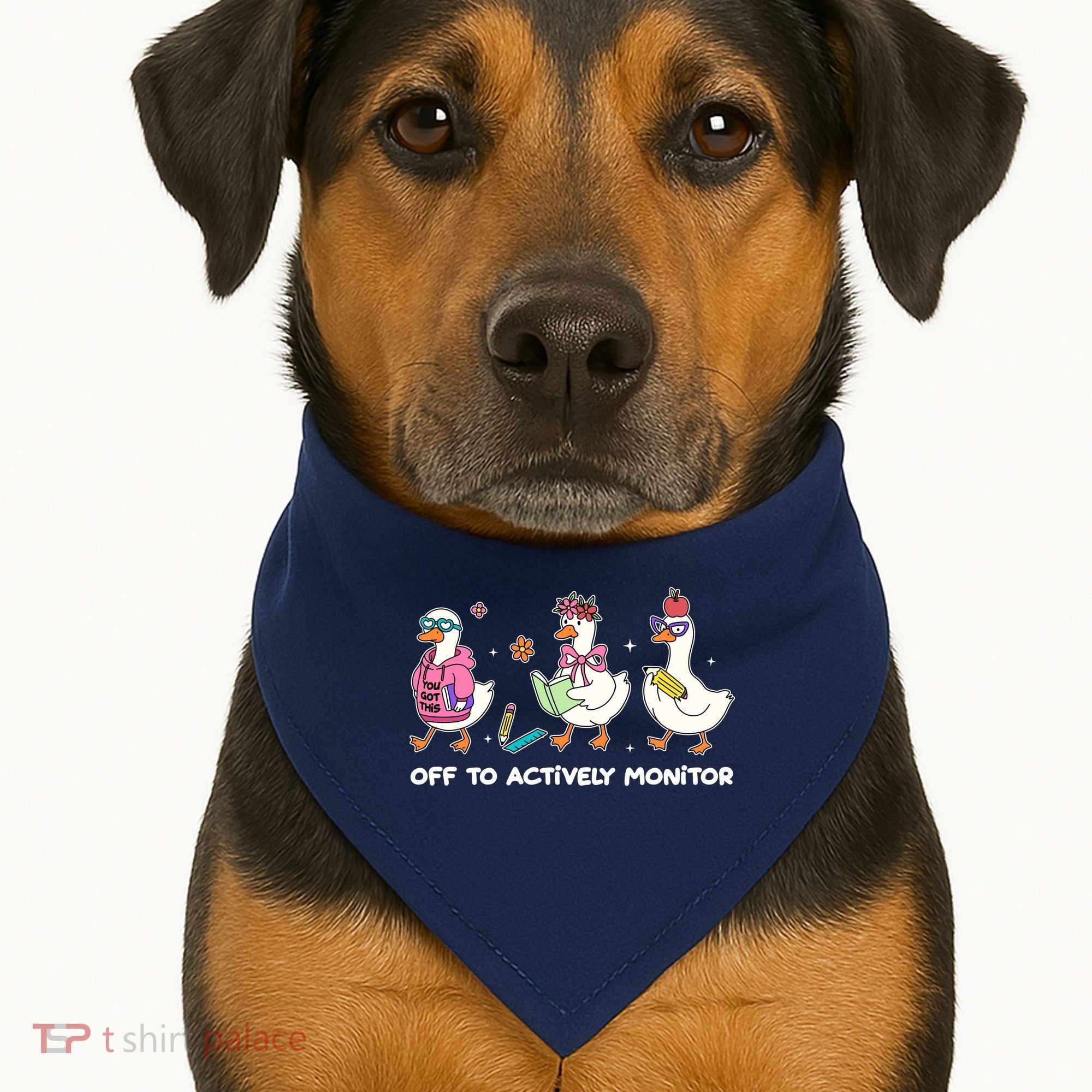 Off To Actively Monitor Silly Goose School USA-Made Doggie Bandana