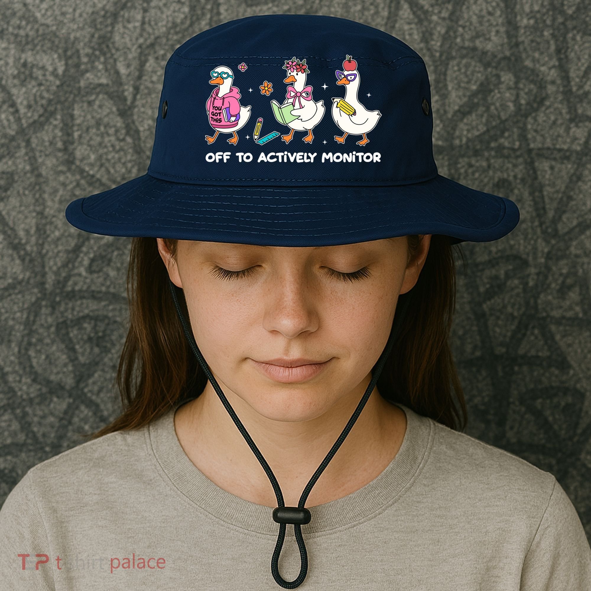 Off To Actively Monitor Silly Goose School Bucket Hat