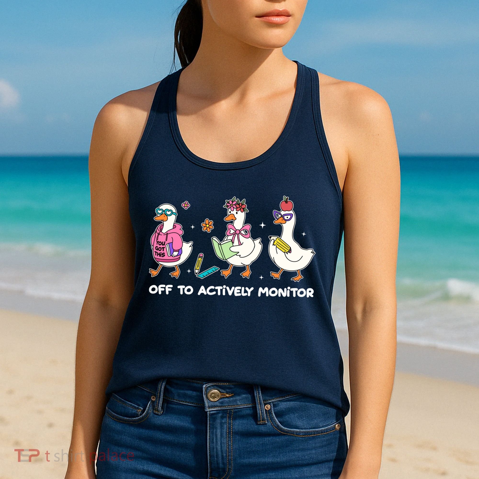 Off To Actively Monitor Silly Goose School Women's Tank Top