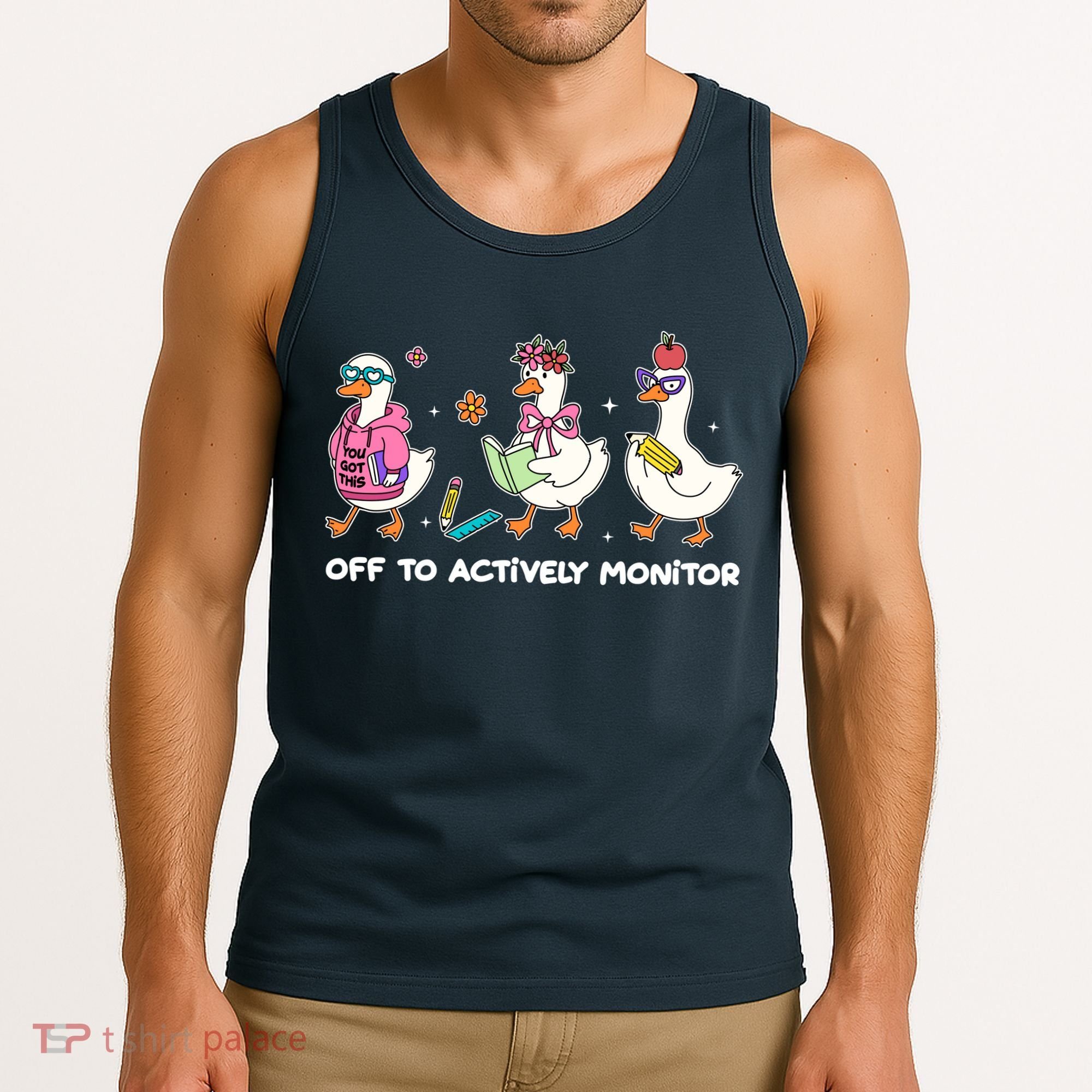 Off To Actively Monitor Silly Goose School Tank Top