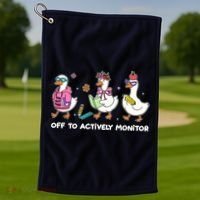 Off To Actively Monitor Silly Goose School Golf Towel thumb 1
