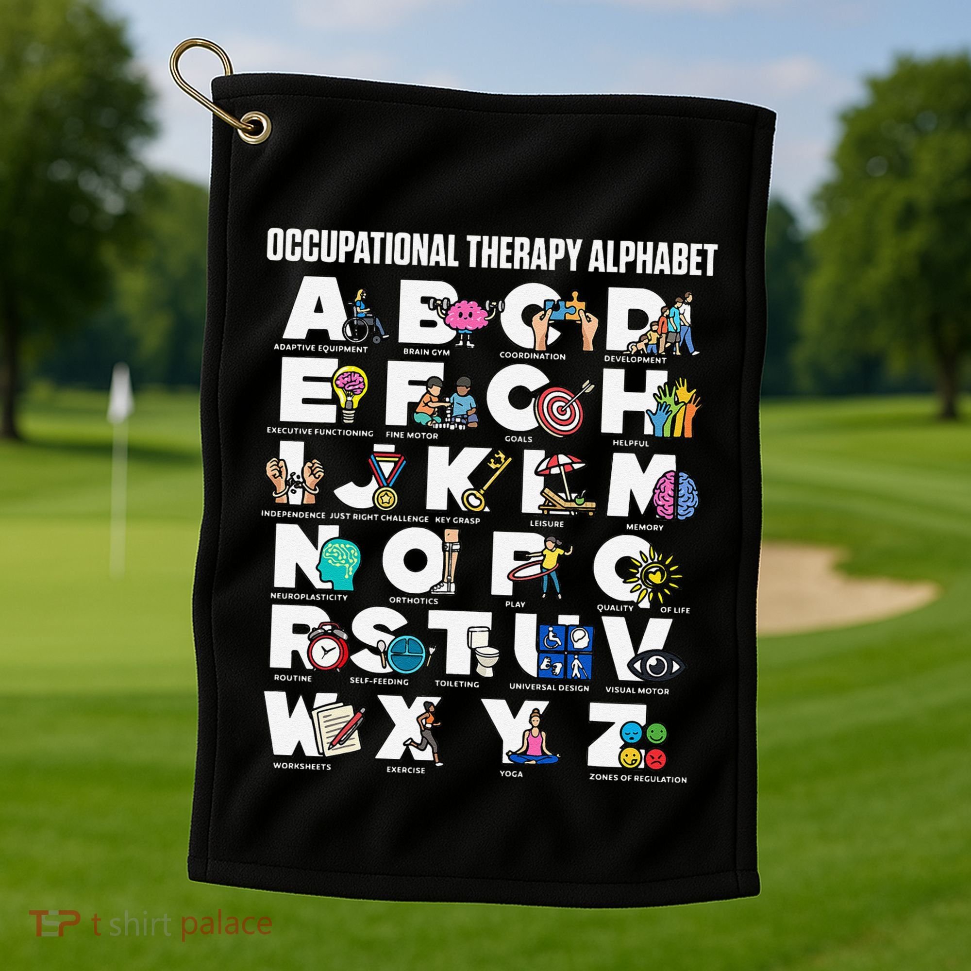 Occupational Therapy Alphabet Educational Ot Therapist Abcs Golf Towel