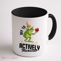 Off To Actively Monitor Frog Teacher Test Day Coffee Mug thumb 1