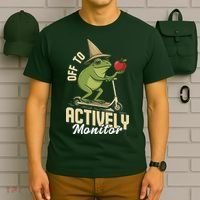 Off To Actively Monitor Frog Teacher Test Day T-Shirt thumb 6
