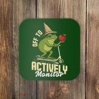 Off To Actively Monitor Frog Teacher Test Day Coaster thumb 0