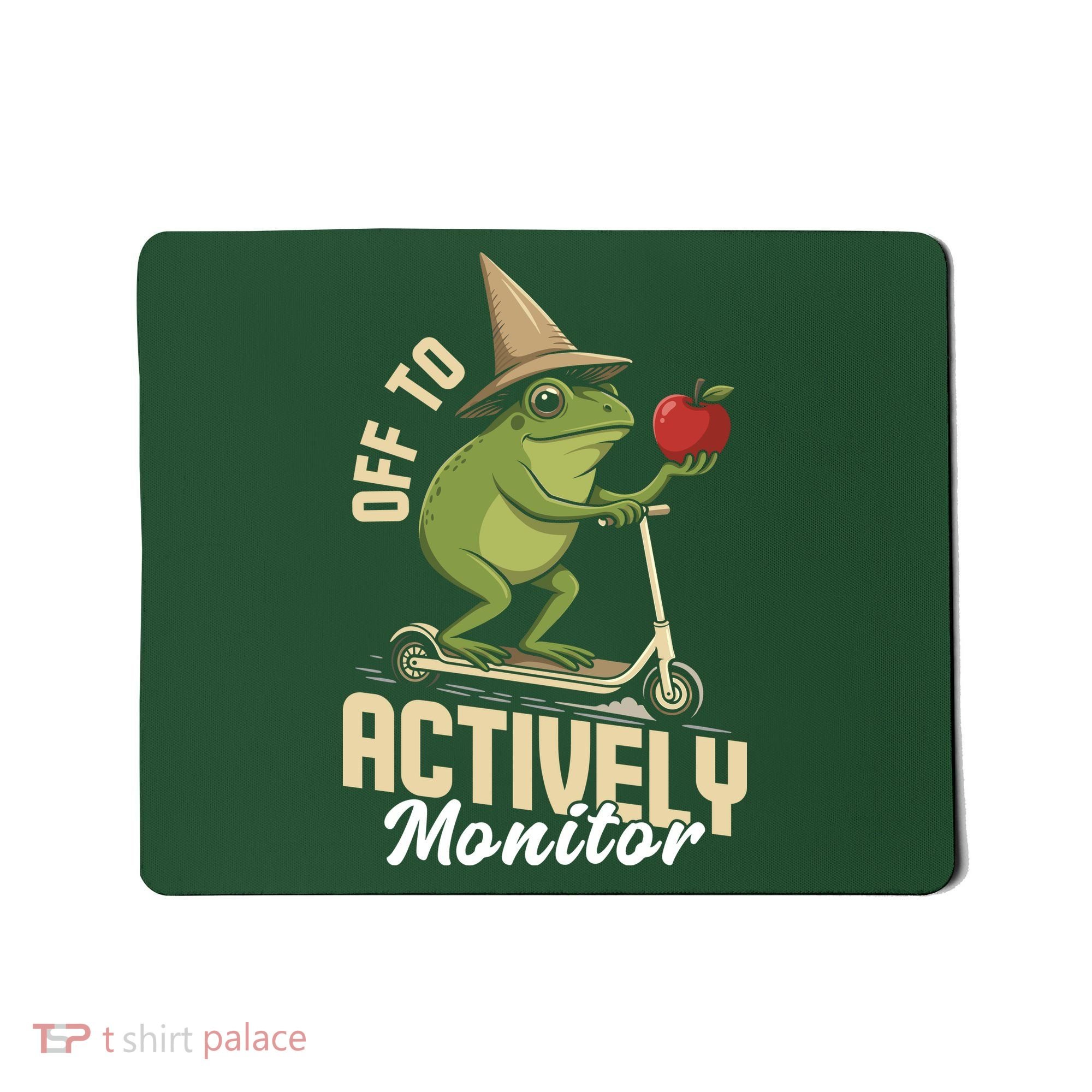 Off To Actively Monitor Frog Teacher Test Day Mousepad