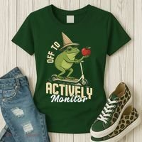Off To Actively Monitor Frog Teacher Test Day Women's T-Shirt thumb 3