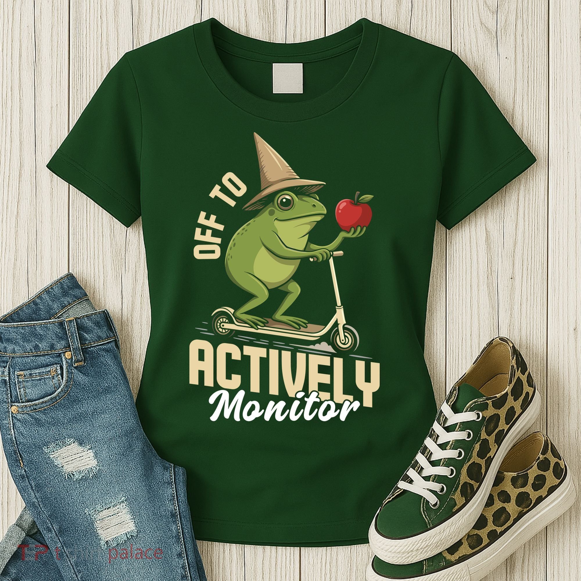Off To Actively Monitor Frog Teacher Test Day Women's T-Shirt