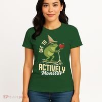 Off To Actively Monitor Frog Teacher Test Day Women's T-Shirt thumb 4
