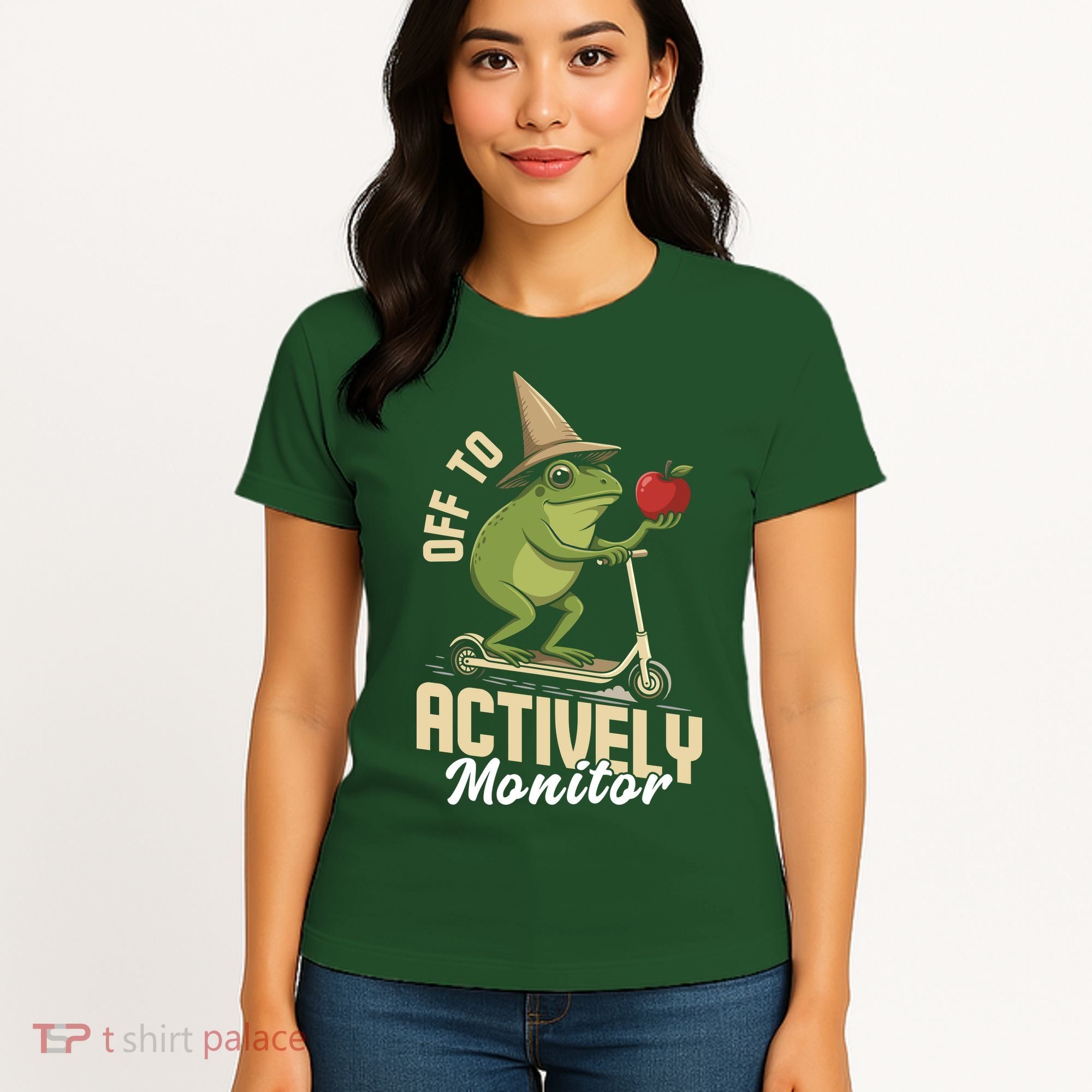Off To Actively Monitor Frog Teacher Test Day Women's T-Shirt