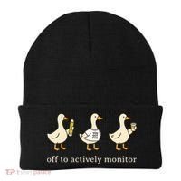 Off To Actively Monitor Teacher Testing Test Day Goose Beanie thumb 0