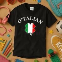 O'Talian Italian Irish Shamrock St. Patrick's Day Kids T-Shirt thumb 3