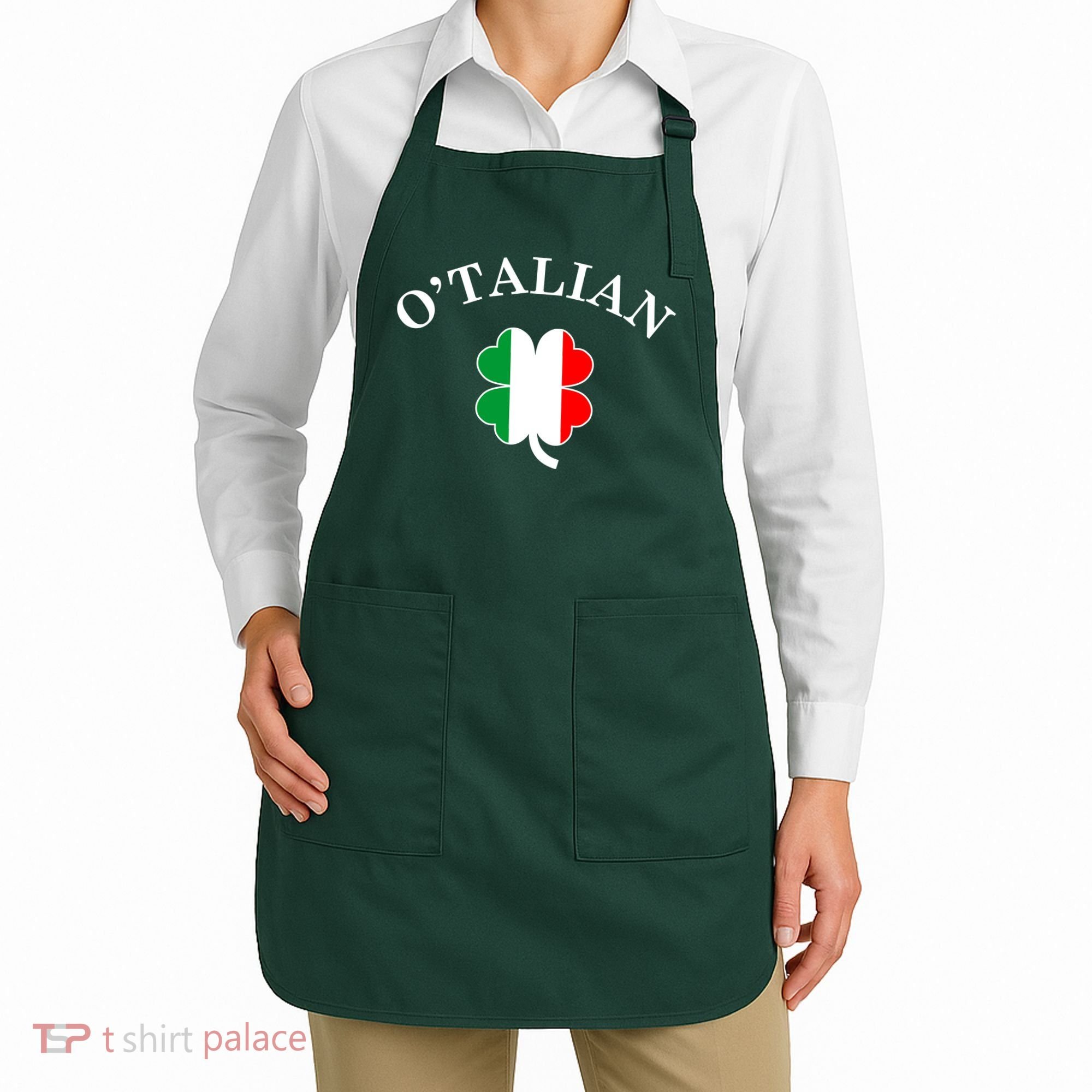 O'Talian Italian Irish Shamrock St. Patrick's Day Apron