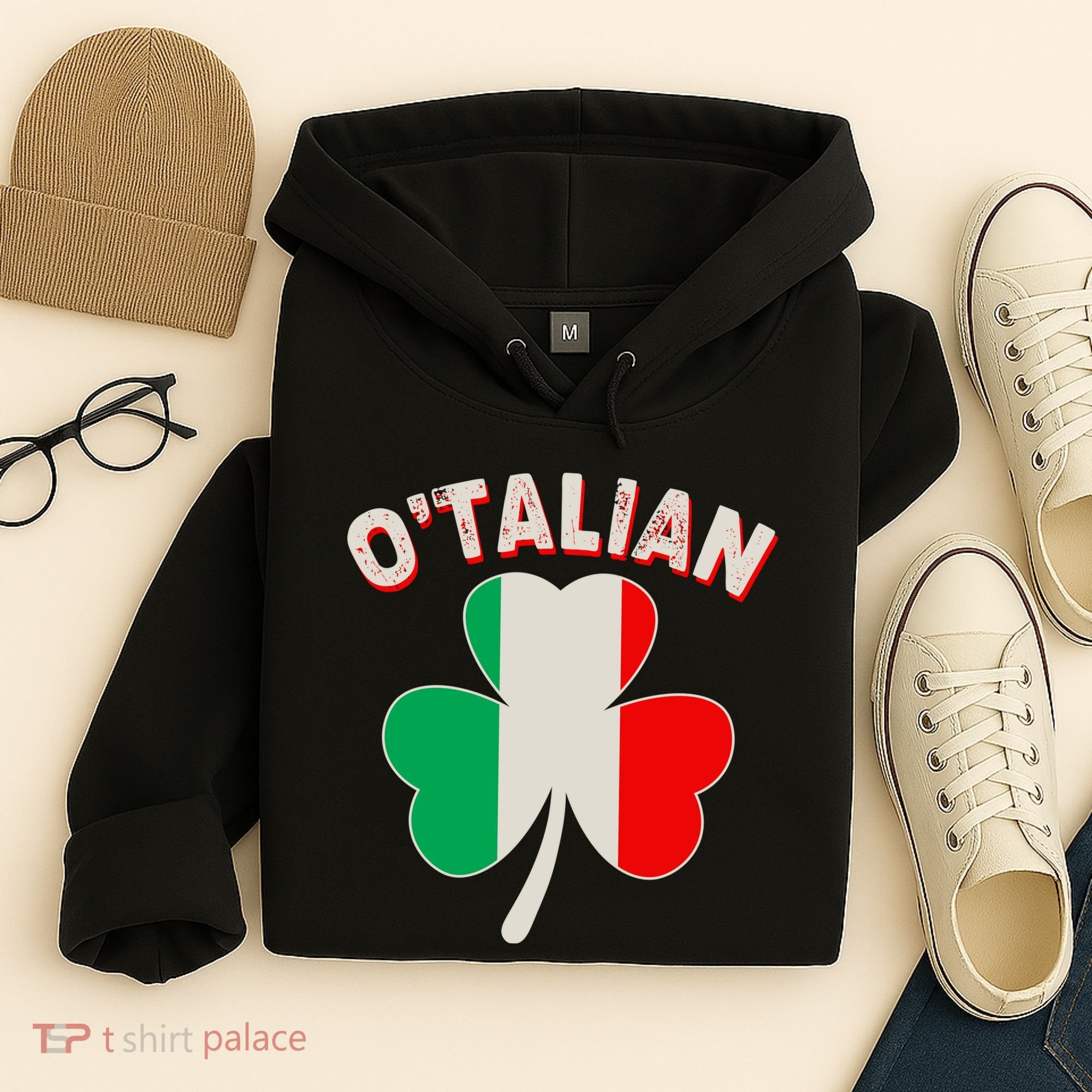 O'Talian St Patrick's Day Italian Shamrock Flag Hoodie