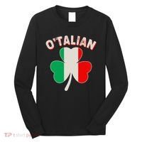 O'Talian St Patrick's Day Italian Shamrock Flag Long Sleeve Shirt thumb 0