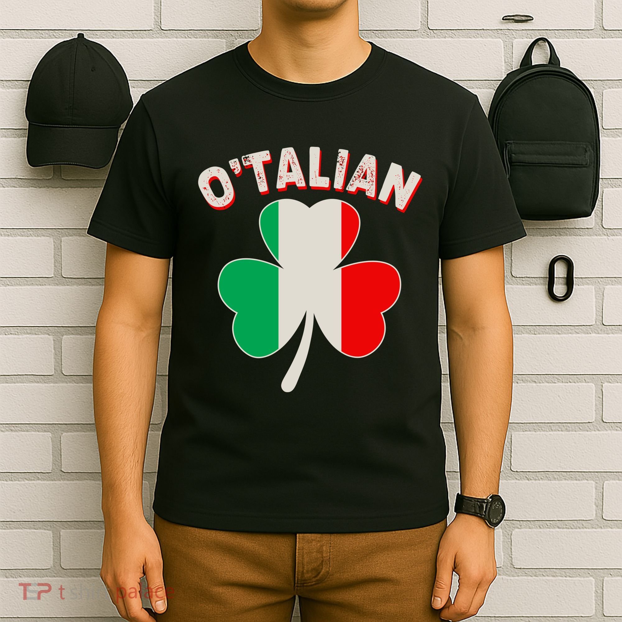 O'Talian St Patrick's Day Italian Shamrock Flag T-Shirt