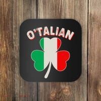 O'Talian St Patrick's Day Italian Shamrock Flag Coaster thumb 0
