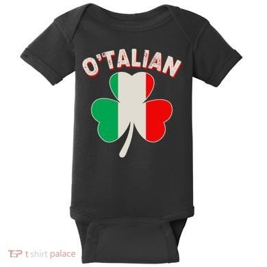 O'Talian St Patrick's Day Italian Shamrock Flag Baby Bodysuit