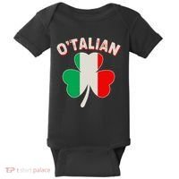 O'Talian St Patrick's Day Italian Shamrock Flag Baby Bodysuit thumb 0