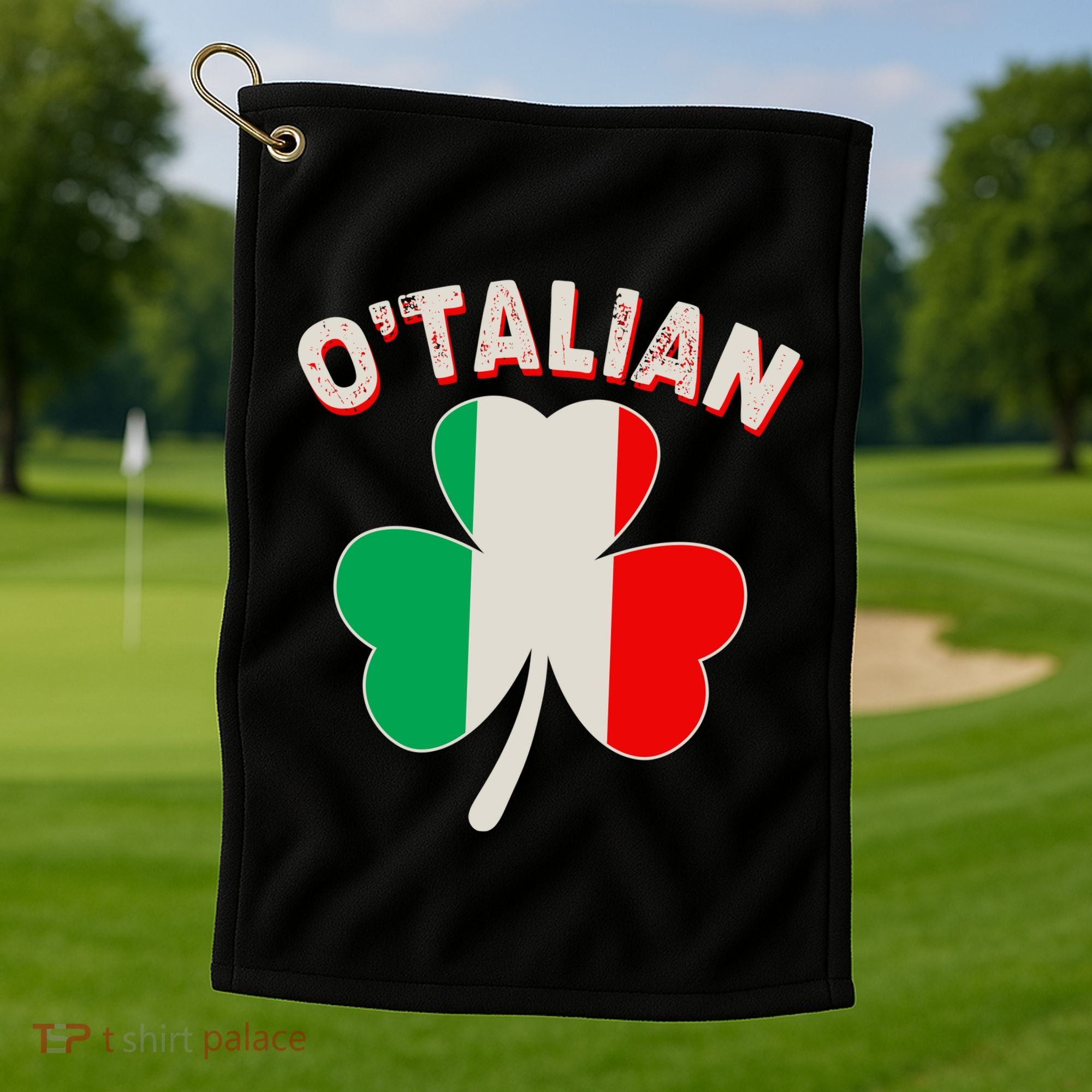 O'Talian St Patrick's Day Italian Shamrock Flag Golf Towel