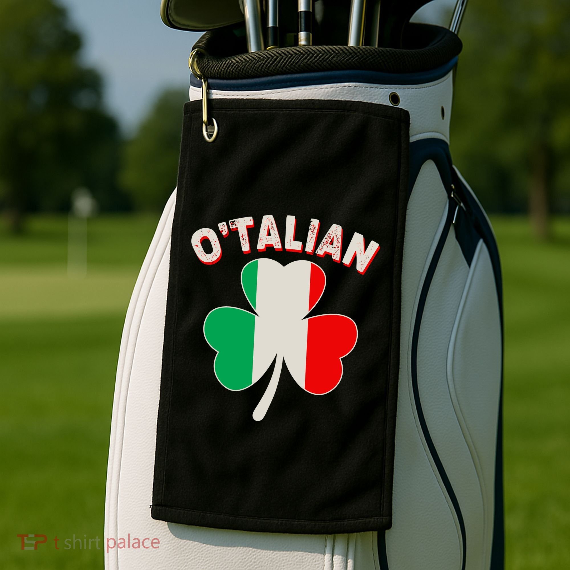O'Talian St Patrick's Day Italian Shamrock Flag Golf Towel