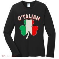 O'Talian St Patrick's Day Italian Shamrock Flag Women's Long Sleeve Shirt thumb 0