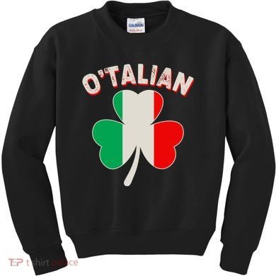 O'Talian St Patrick's Day Italian Shamrock Flag Kids Sweatshirt