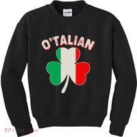 O'Talian St Patrick's Day Italian Shamrock Flag Kids Sweatshirt thumb 0
