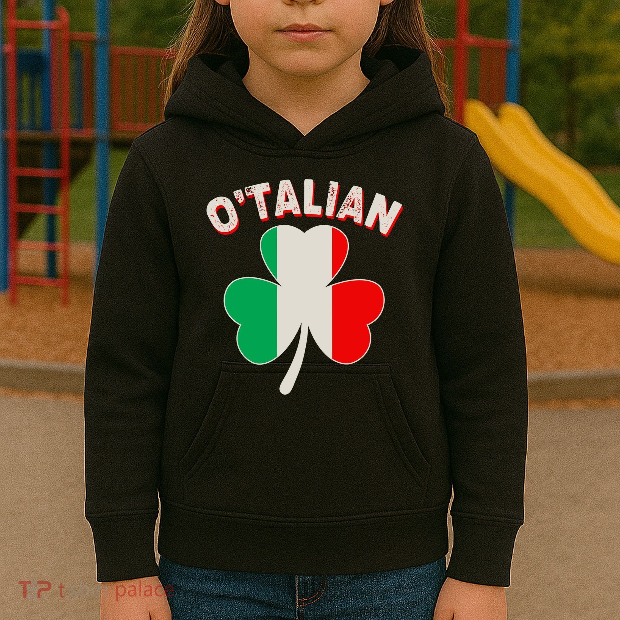 O'Talian St Patrick's Day Italian Shamrock Flag Kids Hoodie