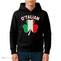 O'Talian St Patrick's Day Italian Shamrock Flag Kids Hoodie thumb 4