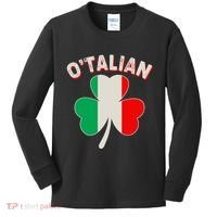 O'Talian St Patrick's Day Italian Shamrock Flag Kids Long Sleeve Shirt thumb 0