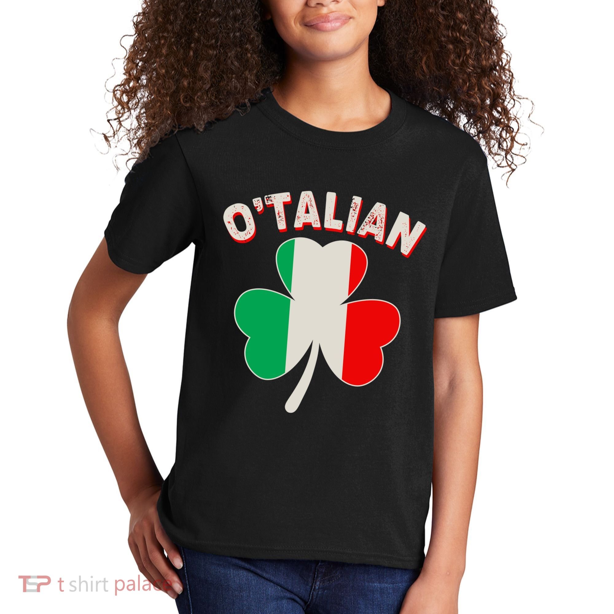 O'Talian St Patrick's Day Italian Shamrock Flag Kids T-Shirt