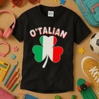 O'Talian St Patrick's Day Italian Shamrock Flag Kids T-Shirt thumb 3