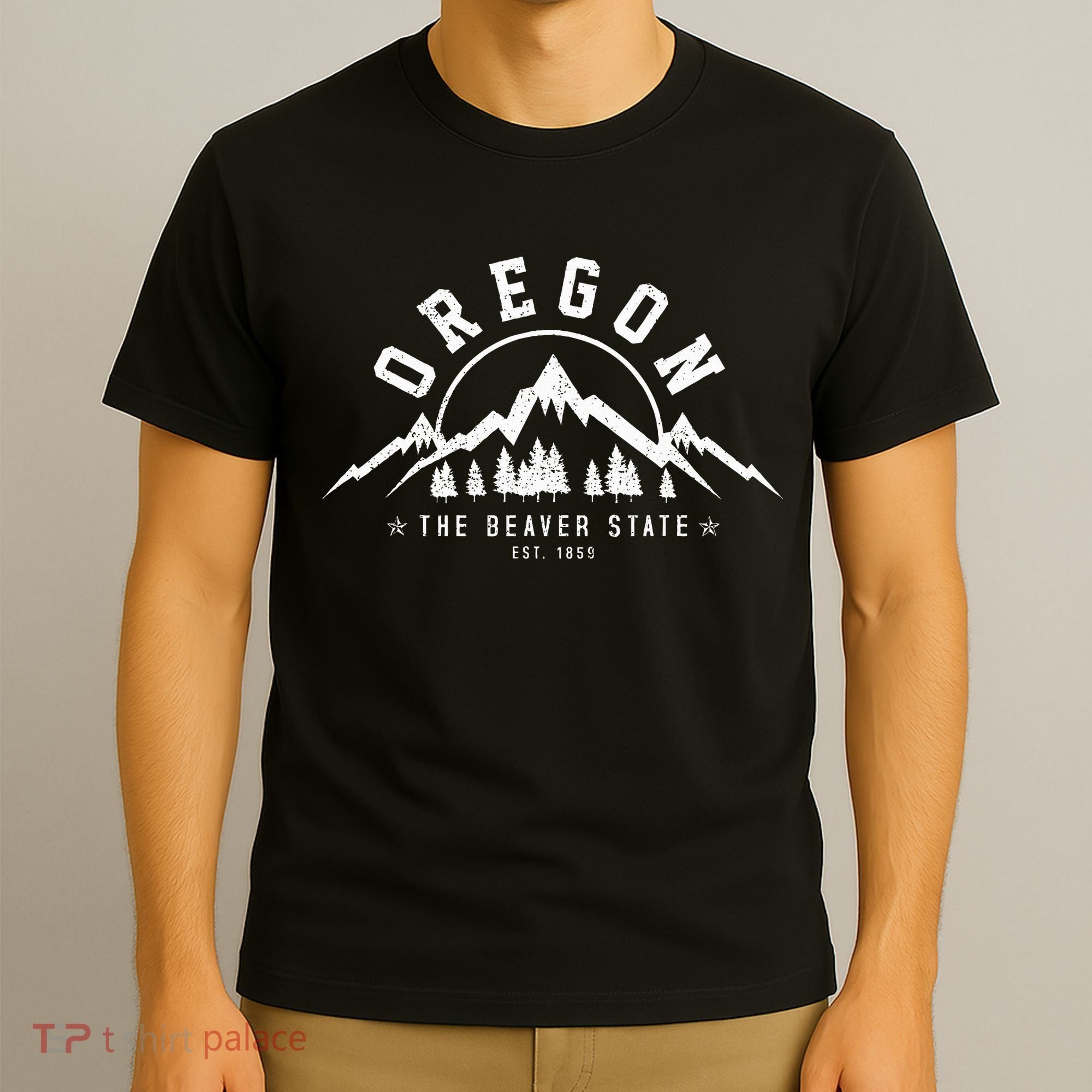 Oregon The Beaver State Est. 1859 Vintage Mountains T-Shirt