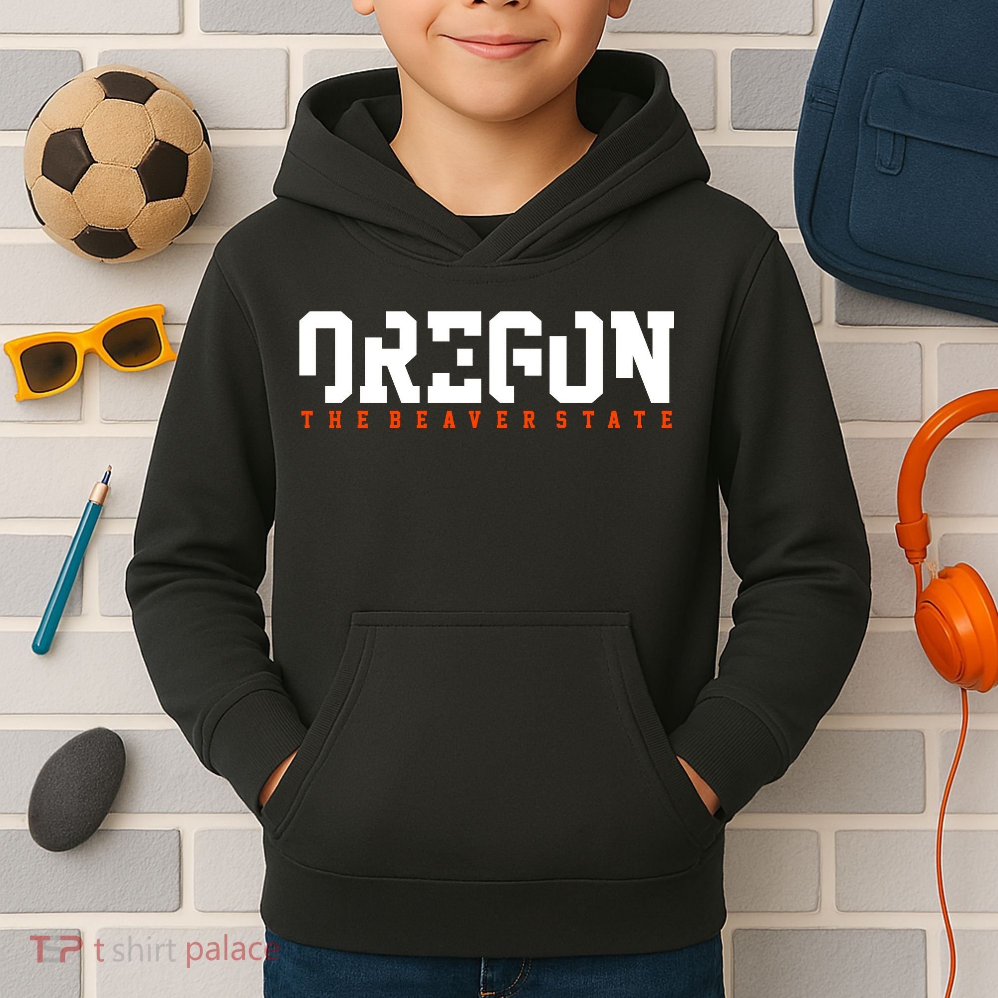Oregon The Beaver State Cool Logo Kids Hoodie