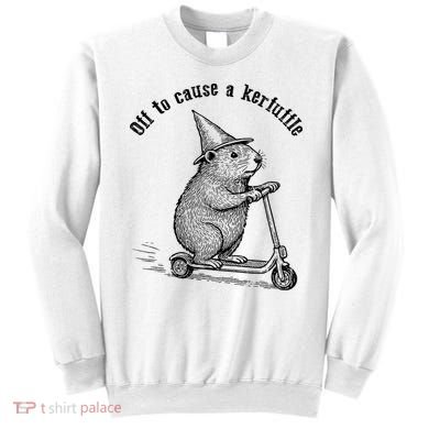 Off To Cause A Kerfuffle Capybara Scooter Chaos Sweatshirt