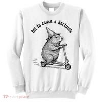 Off To Cause A Kerfuffle Capybara Scooter Chaos Sweatshirt thumb 0
