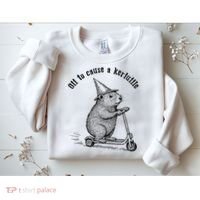 Off To Cause A Kerfuffle Capybara Scooter Chaos Sweatshirt thumb 2