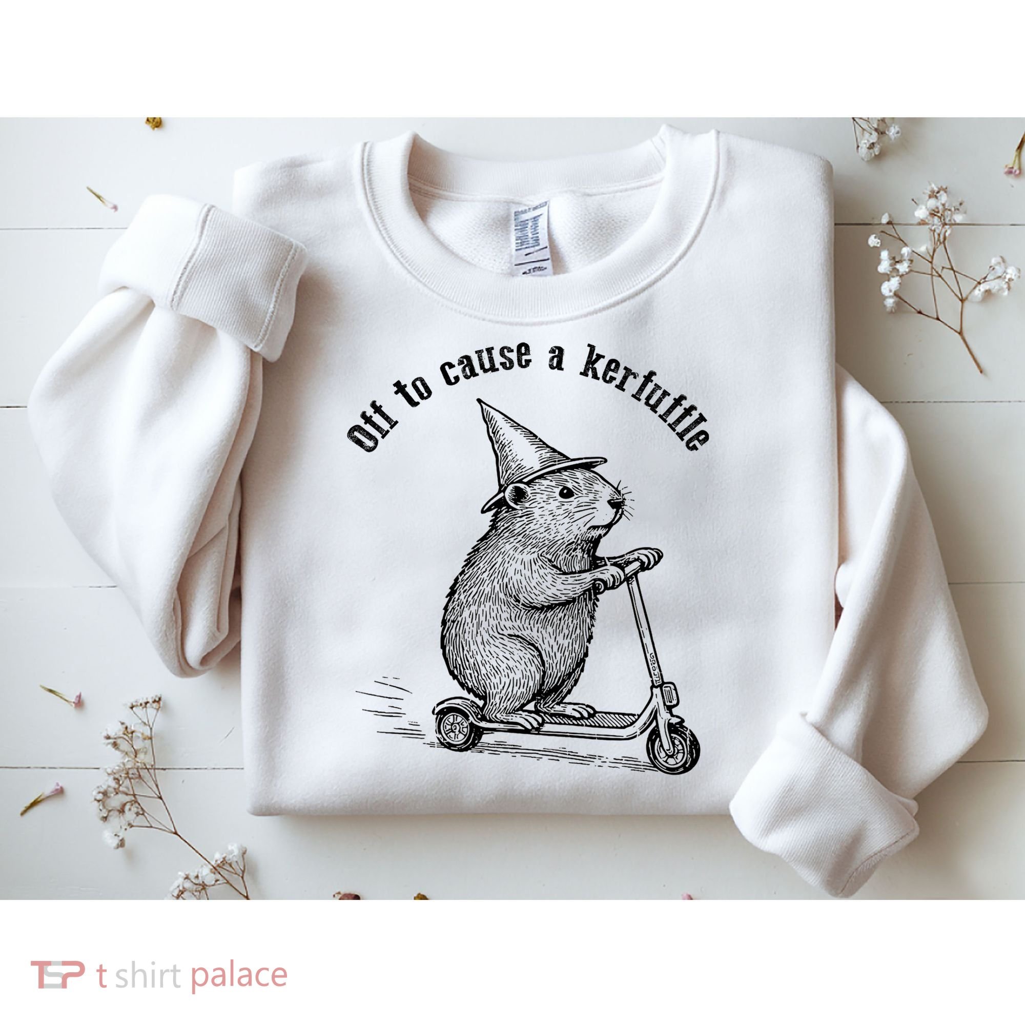 Off To Cause A Kerfuffle Capybara Scooter Chaos Sweatshirt
