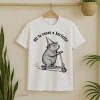 Off To Cause A Kerfuffle Capybara Scooter Chaos T-Shirt thumb 2