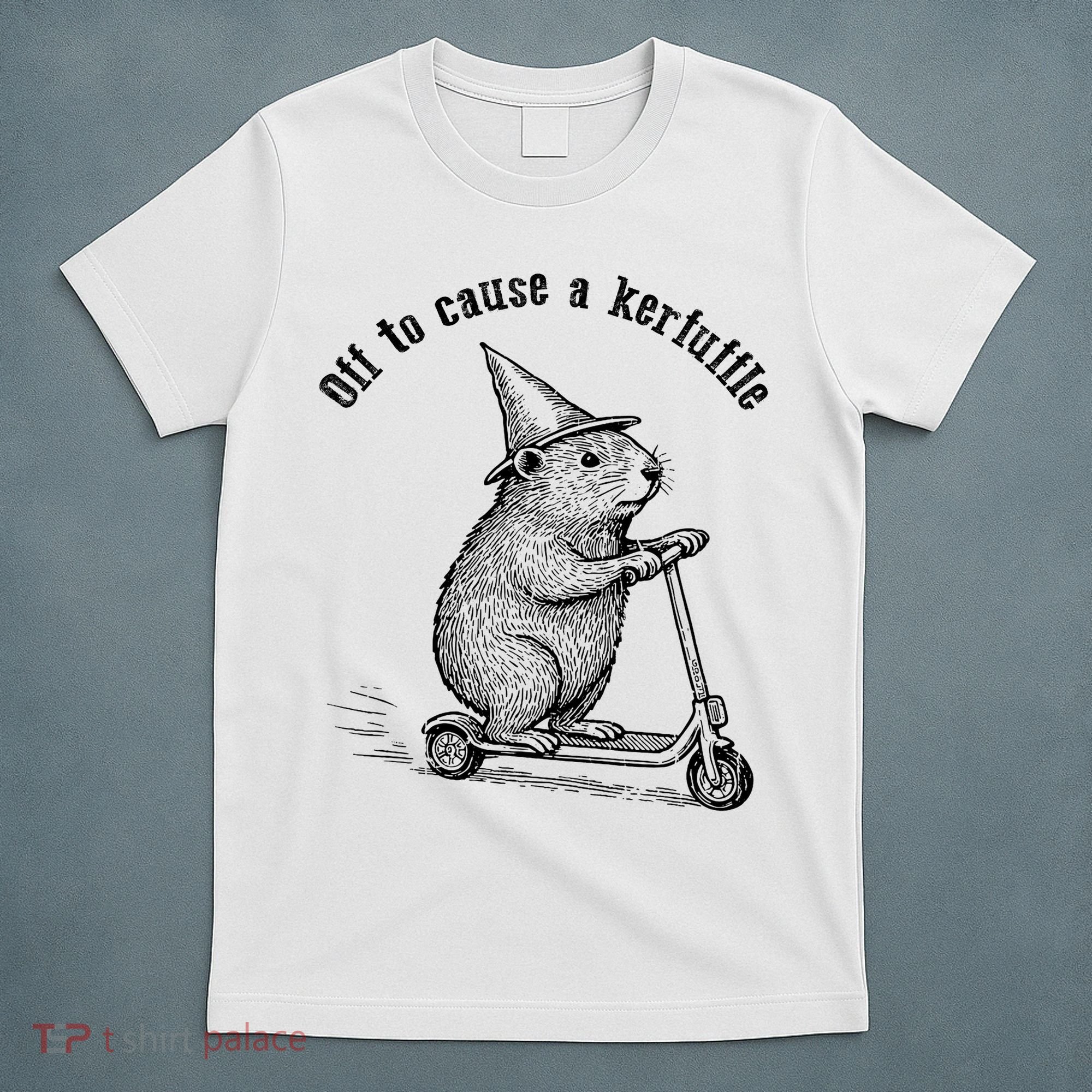 Off To Cause A Kerfuffle Capybara Scooter Chaos T-Shirt