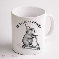 Off To Cause A Kerfuffle Capybara Scooter Chaos Coffee Mug thumb 1