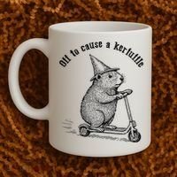 Off To Cause A Kerfuffle Capybara Scooter Chaos Coffee Mug thumb 2
